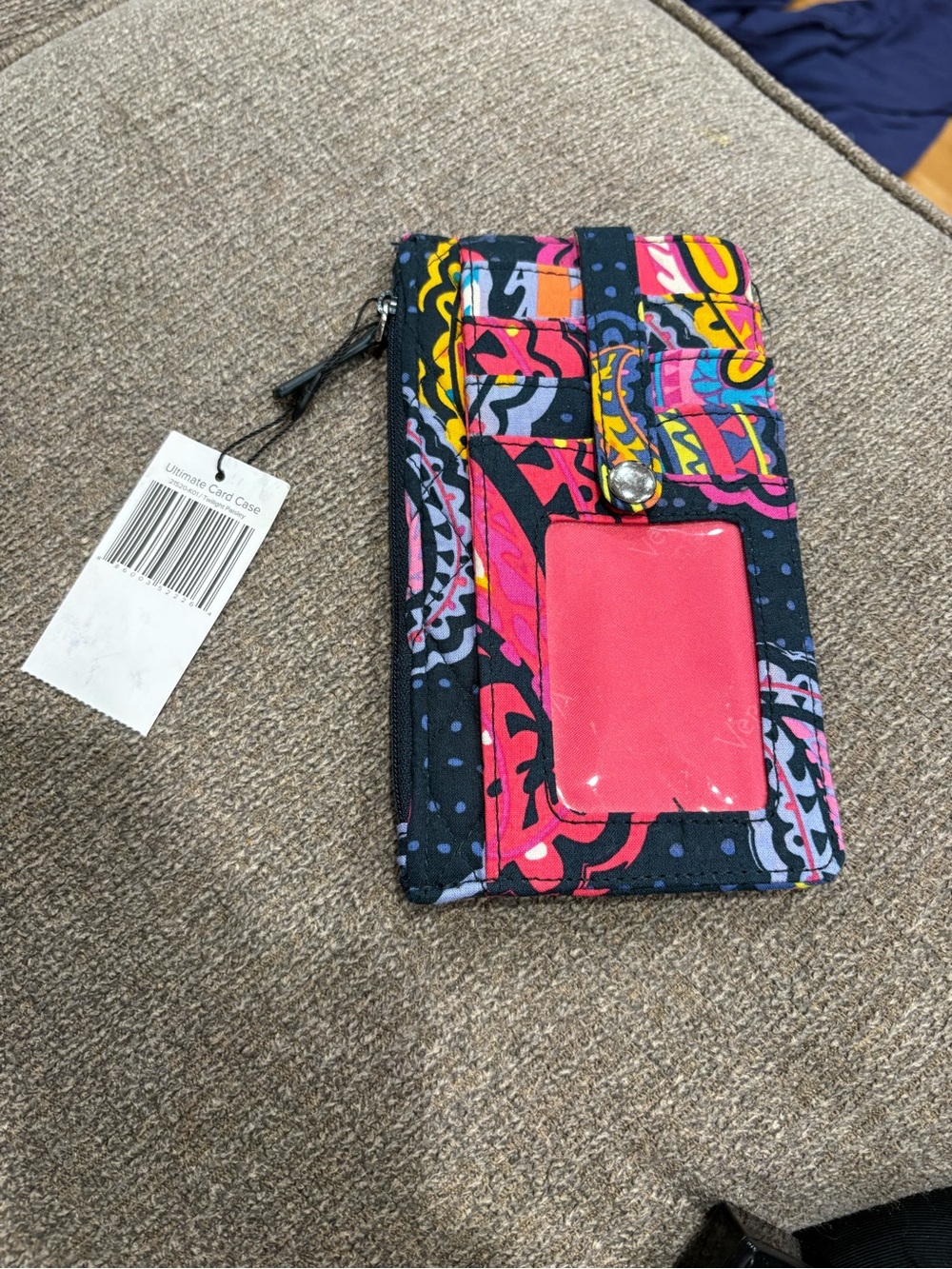 Vera Bradley Multicolor Paisley Card Case with Pink ID Window